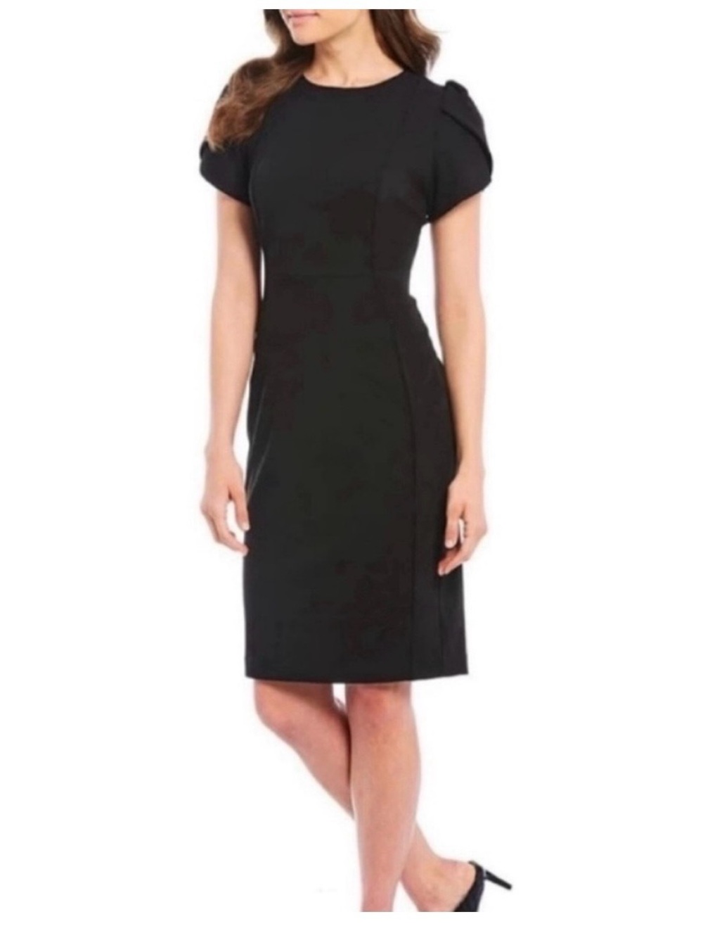💚 NWT! Green CALVIN KLEIN Tulip Sleeve Sheath Dress - Size 12 - Picture 4 of 11